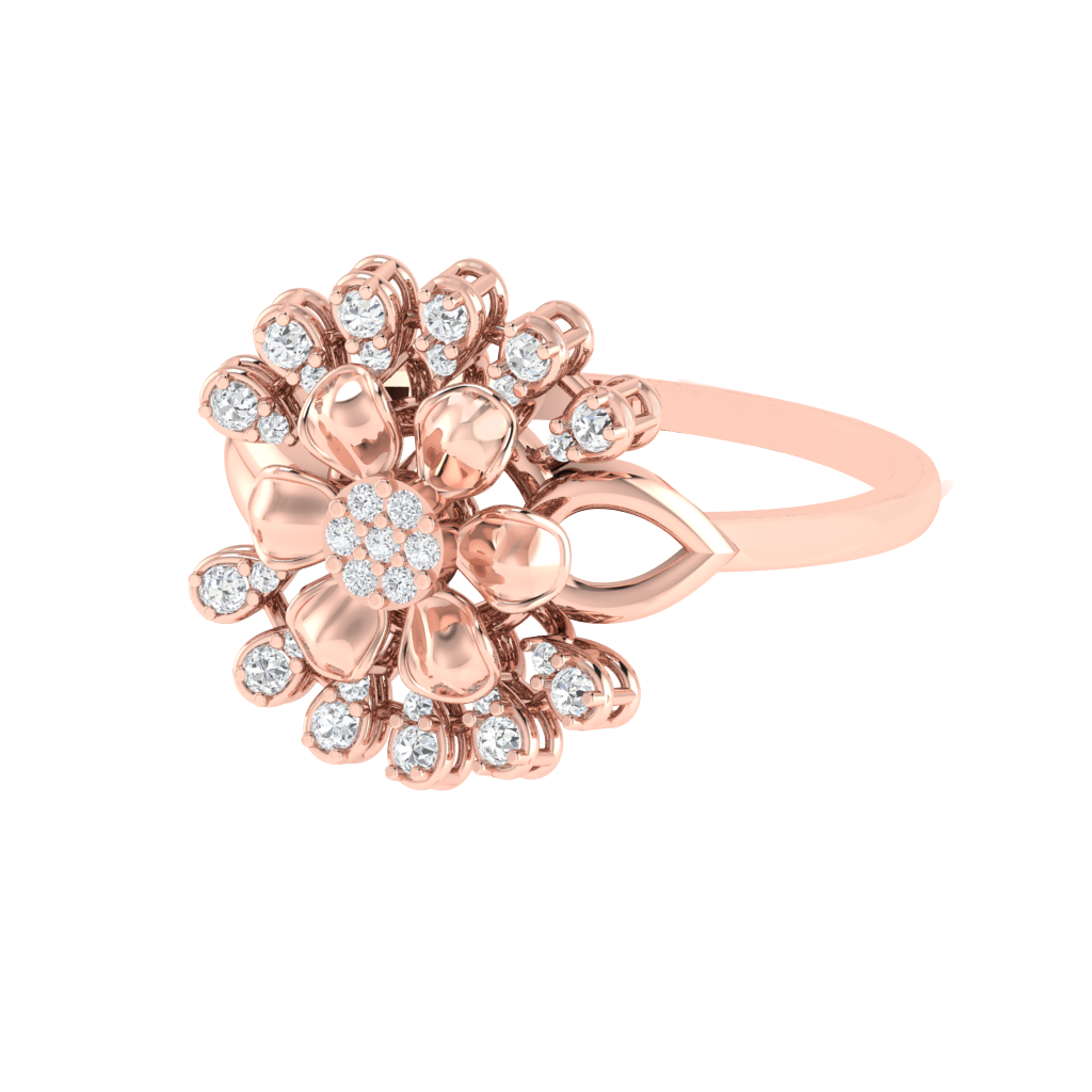 Diamtrendz 925 sterling silver rose gold plated cubic zirconia floral ring