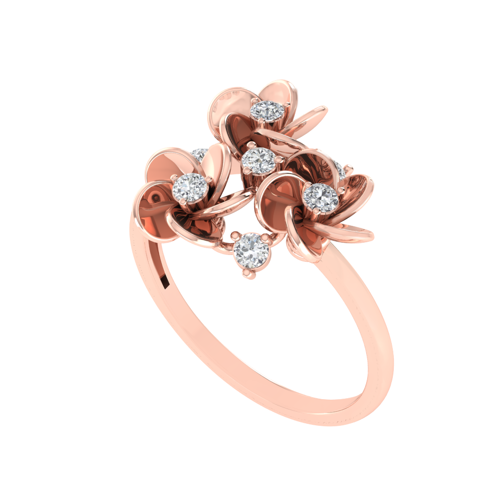 Diamtrendz 925 sterling silver rose gold plated cubic zirconia floral ring