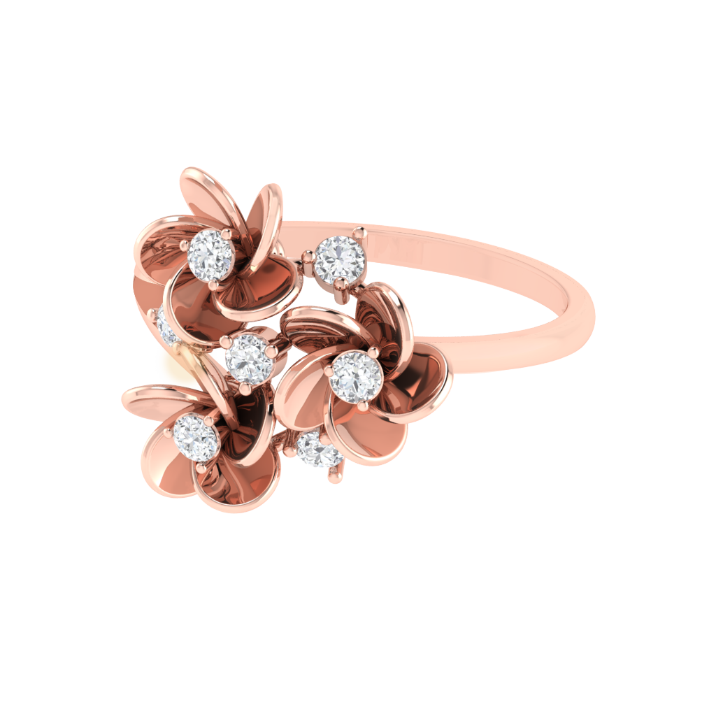 Diamtrendz 925 sterling silver rose gold plated cubic zirconia floral ring