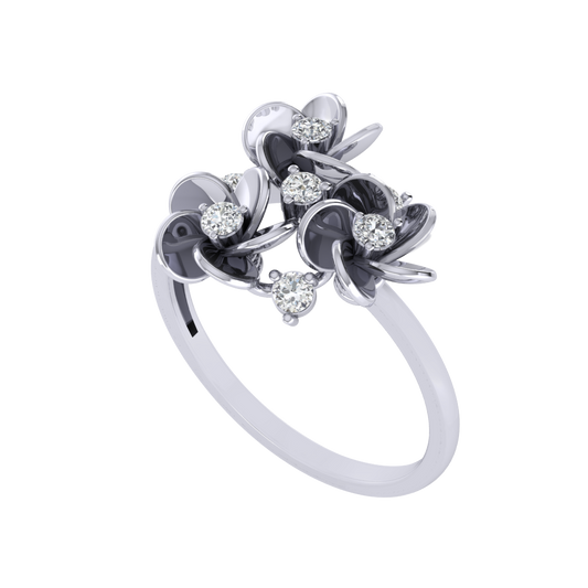 Diamtrendz 925 sterling silver white gold plated cubic zirconia floral ring
