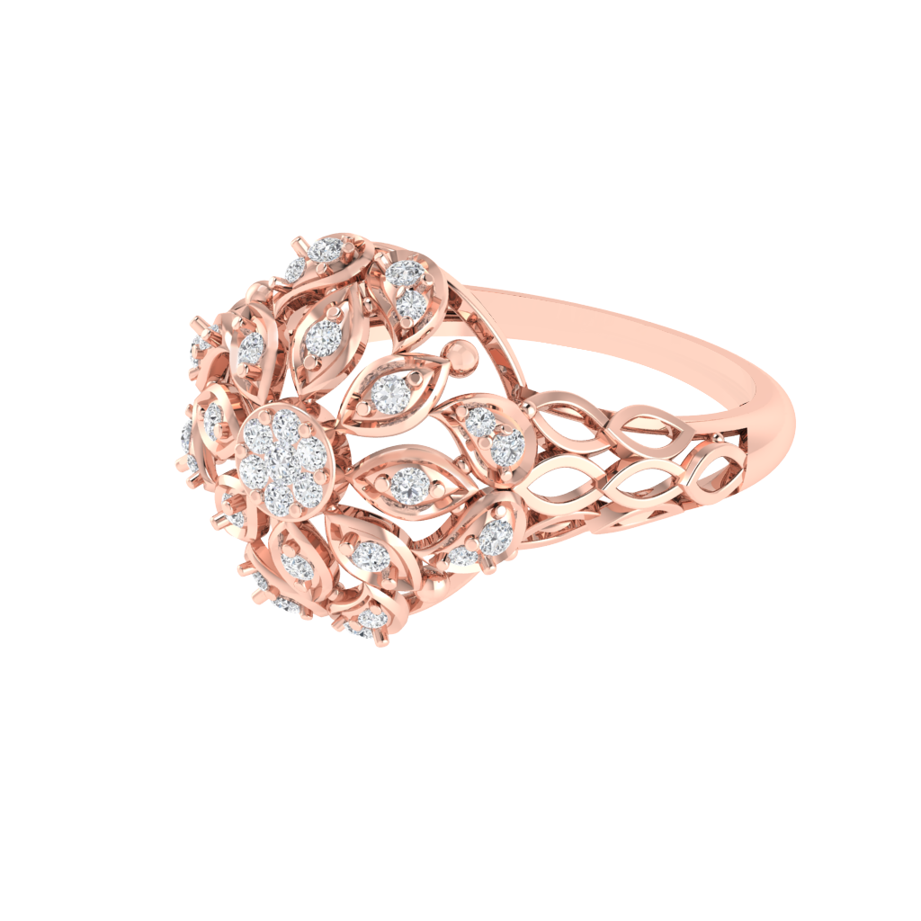 Diamtrendz 925 sterling silver rose gold plated cubic zirconia floral ring