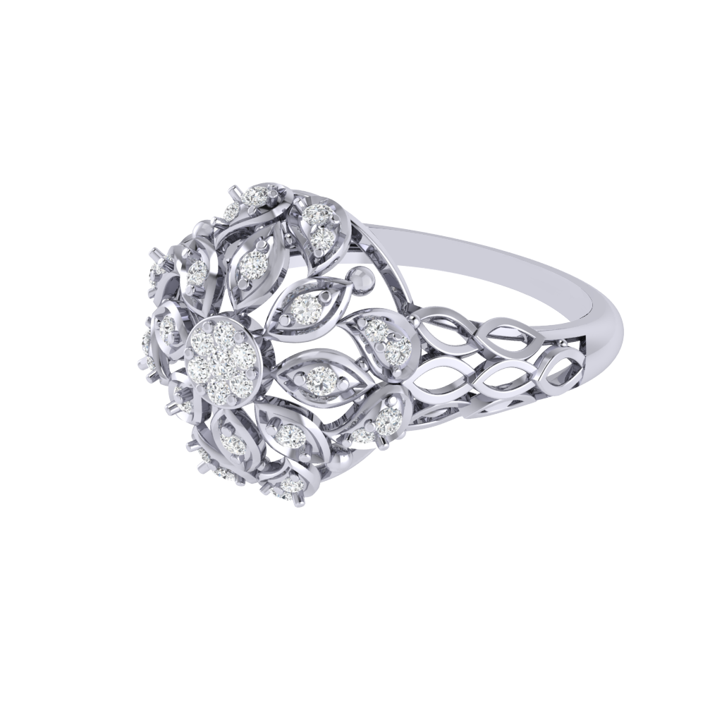 Diamtrendz 925 sterling silver white gold plated cubic zirconia floral ring