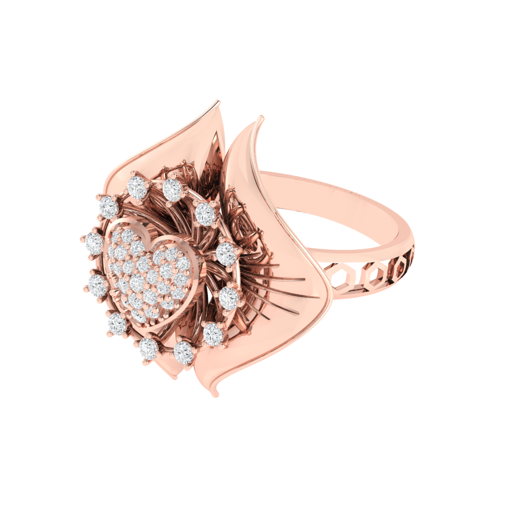 Diamtrendz 925 sterling silver rose gold plated cubic zirconia floral ring