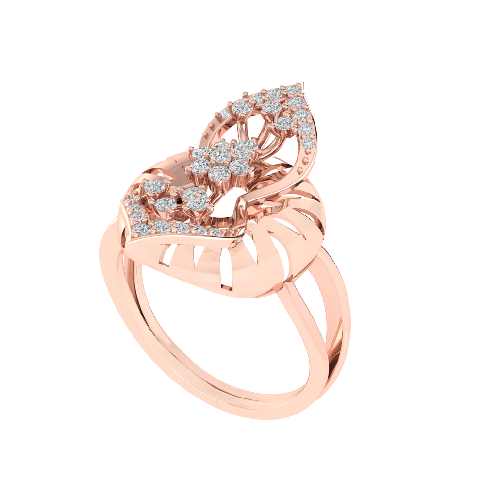 Diamtrendz 925 sterling silver rose gold plated cubic zirconia floral ring