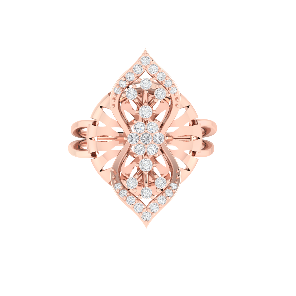 Diamtrendz 925 sterling silver rose gold plated cubic zirconia floral ring