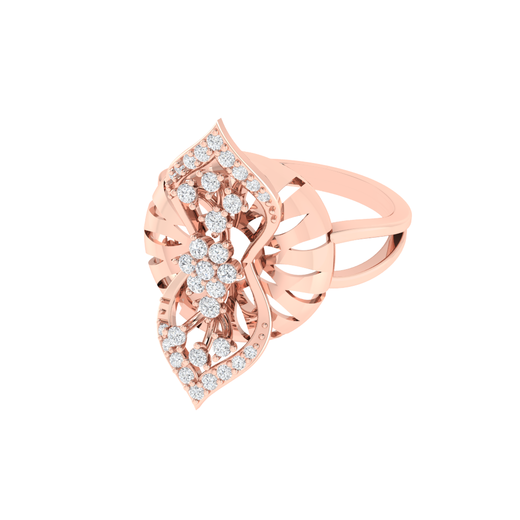 Diamtrendz 925 sterling silver rose gold plated cubic zirconia floral ring