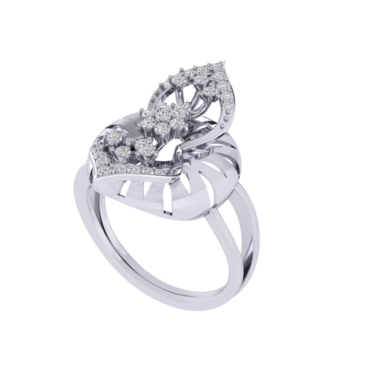 Diamtrendz 925 sterling silver white gold plated cubic zirconia floral ring