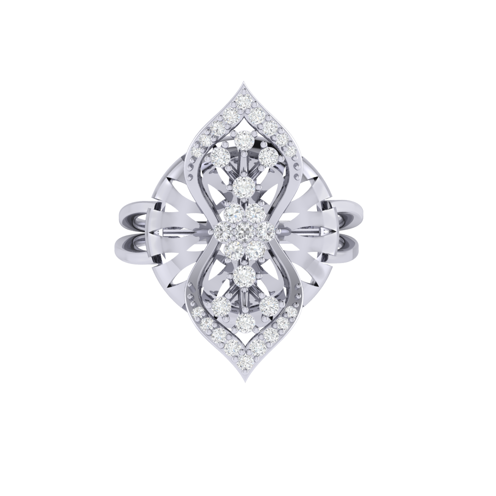 Diamtrendz 925 sterling silver white gold plated cubic zirconia floral ring