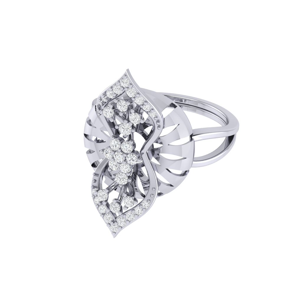 Diamtrendz 925 sterling silver white gold plated cubic zirconia floral ring