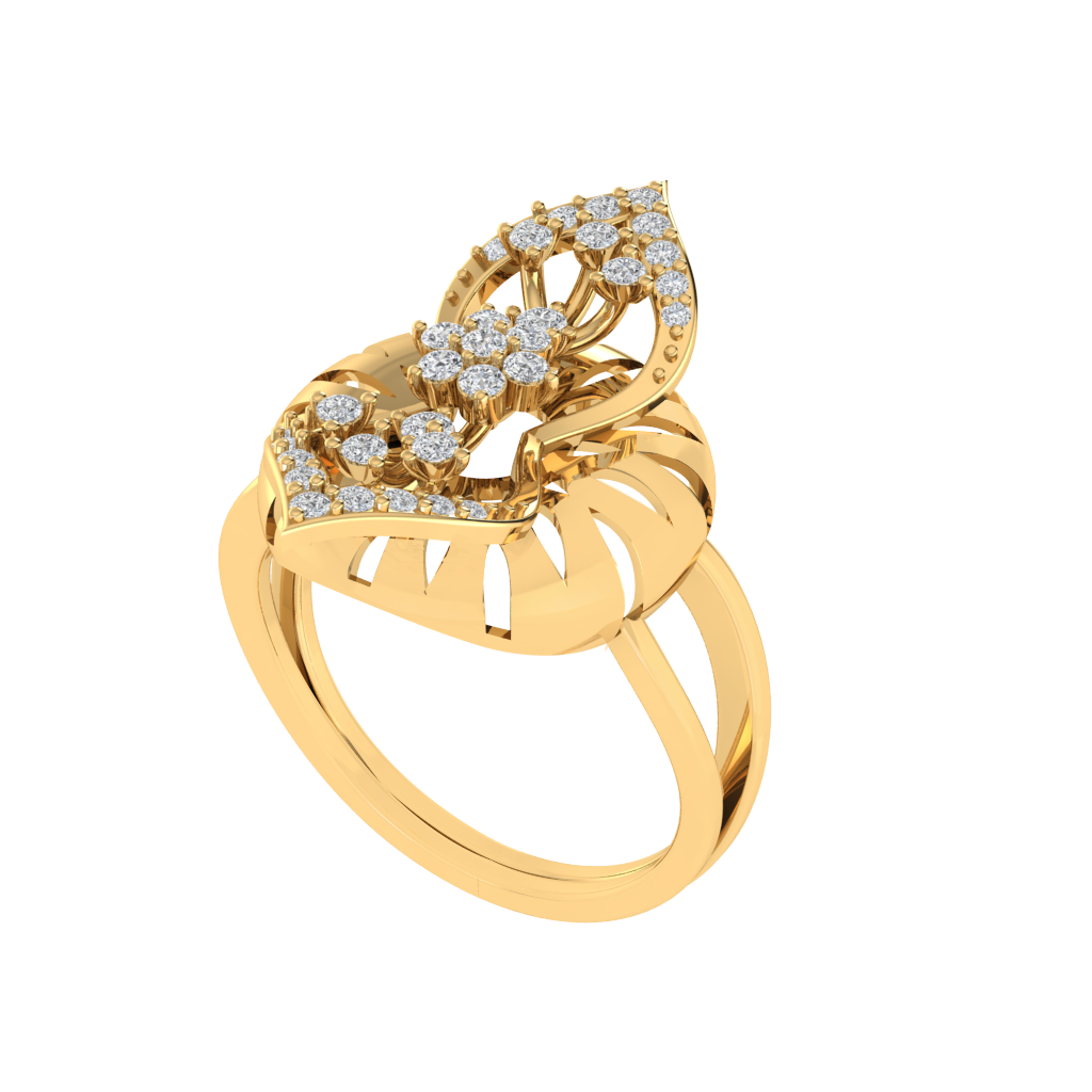 Diamtrendz 925 sterling silver yellow gold plated cubic zirconia floral ring
