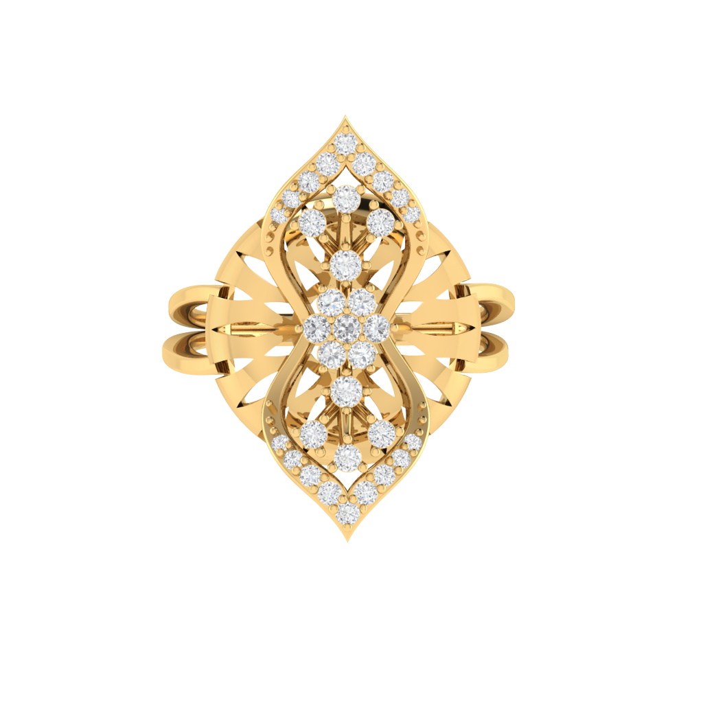 Diamtrendz 925 sterling silver yellow gold plated cubic zirconia floral ring