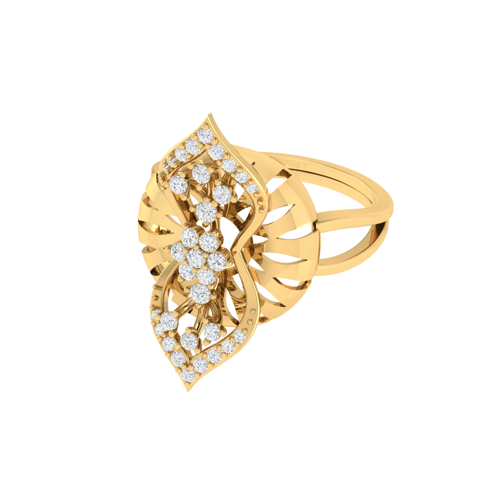 Diamtrendz 925 sterling silver yellow gold plated cubic zirconia floral ring