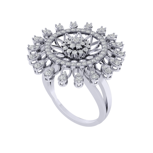 Diamtrendz 925 sterling silver white gold plated cubic zirconia floral ring