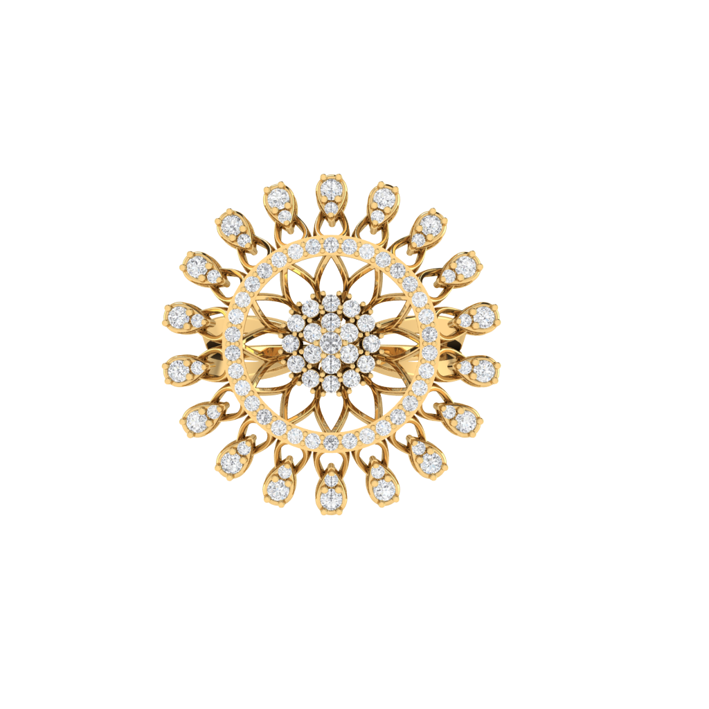 Diamtrendz 925 sterling silver yellow gold plated cubic zirconia floral ring