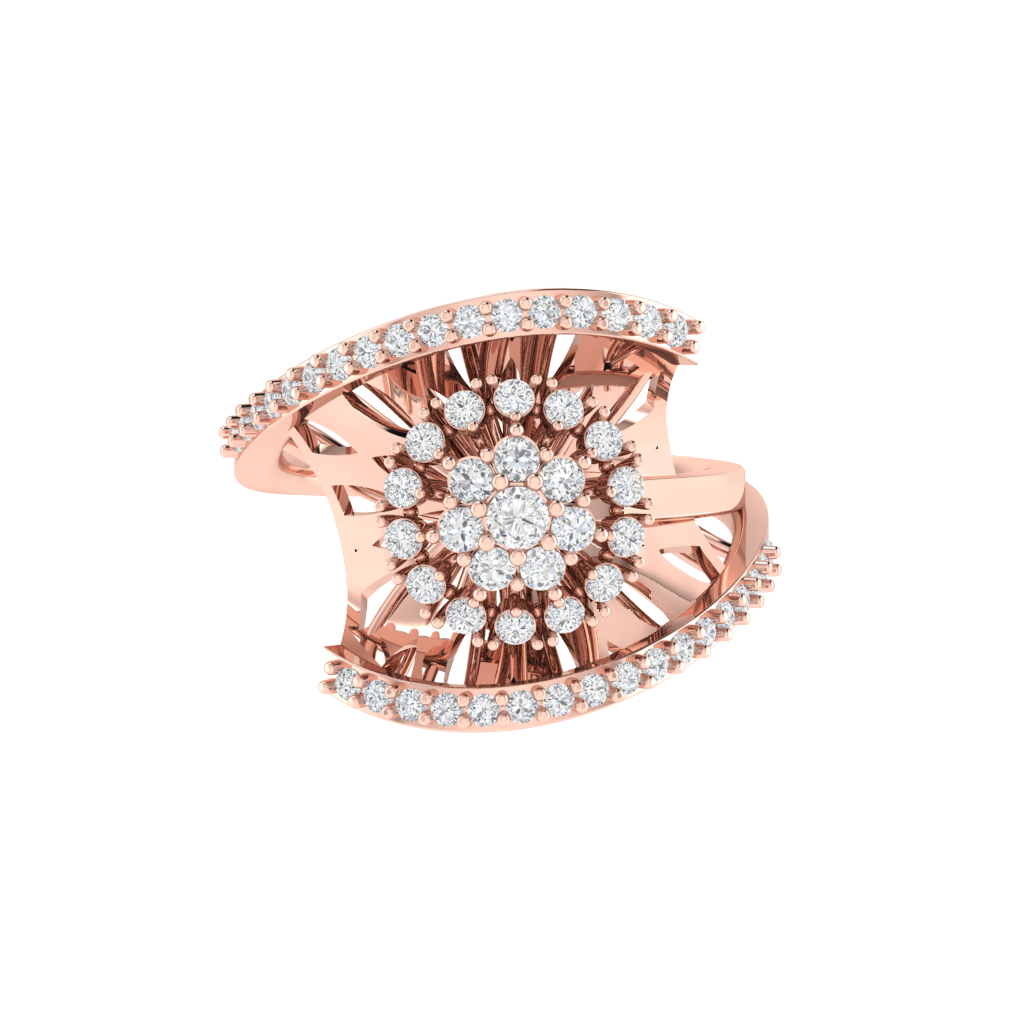 Diamtrendz 925 sterling silver rose gold plated cubic zirconia floral ring