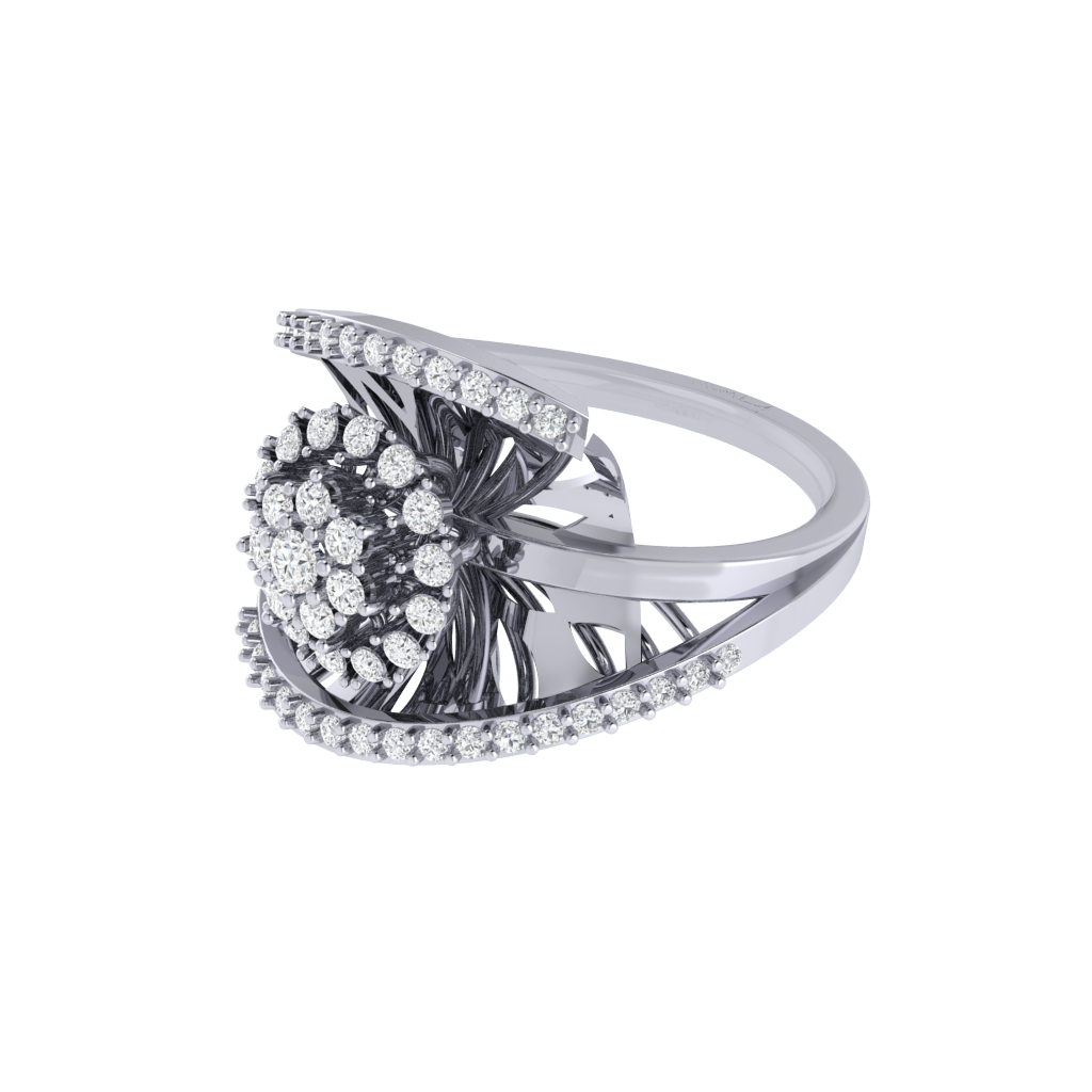 Diamtrendz 925 sterling silver white gold plated cubic zirconia floral ring