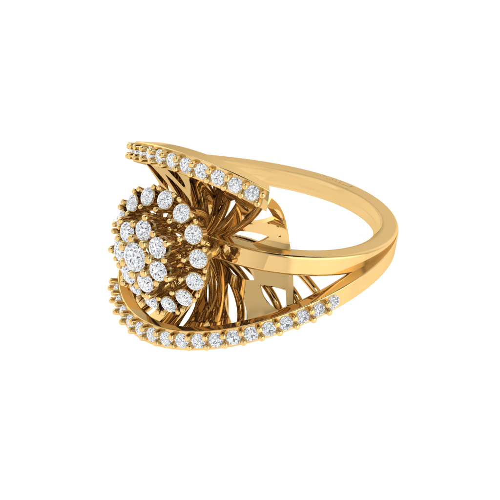 Diamtrendz 925 sterling silver yellow gold plated cubic zirconia floral ring