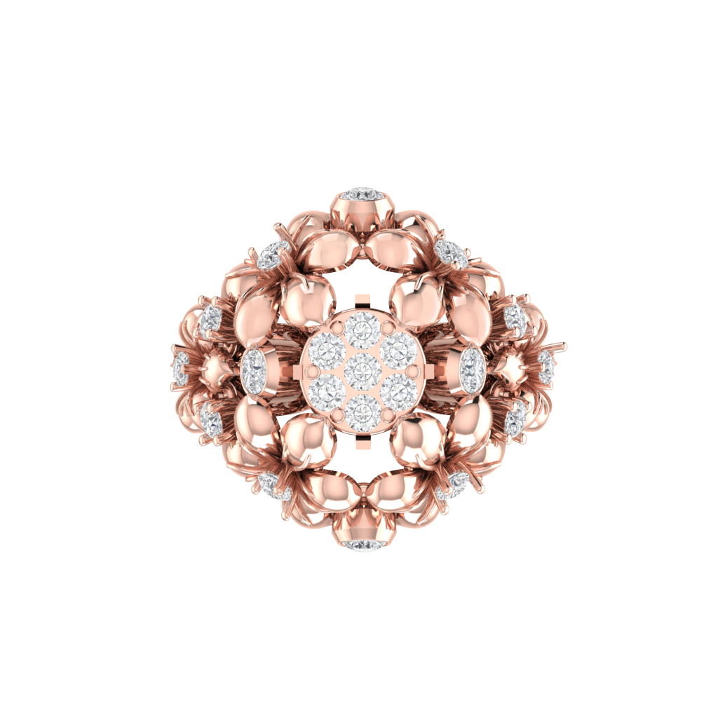 Diamtrendz 925 sterling silver rose gold plated cubic zirconia floral ring