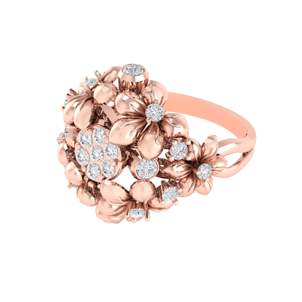 Diamtrendz 925 sterling silver rose gold plated cubic zirconia floral ring