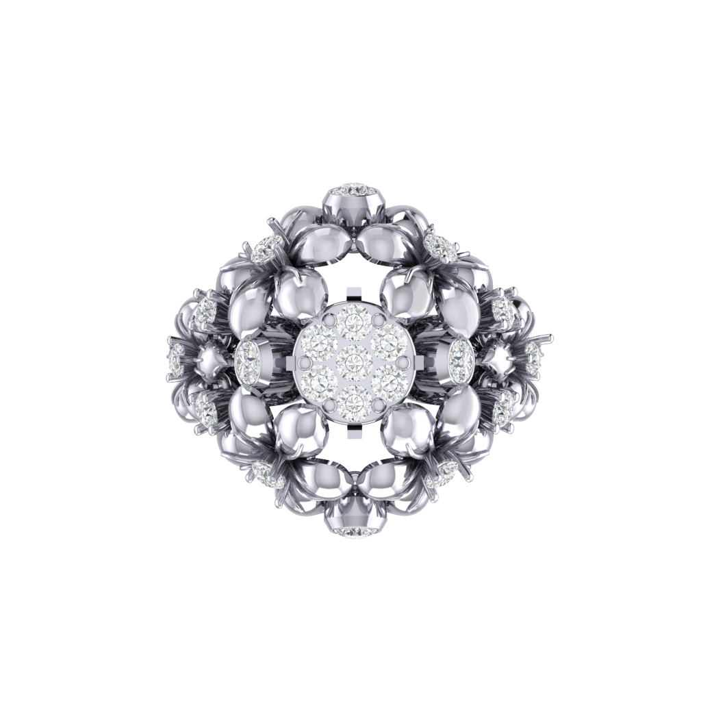 Diamtrendz 925 sterling silver white gold plated cubic zirconia floral ring