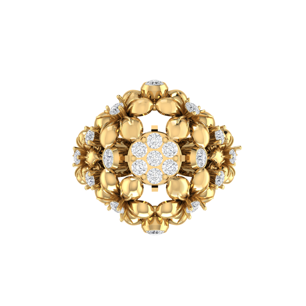 Diamtrendz 925 sterling silver yellow gold plated cubic zirconia floral ring