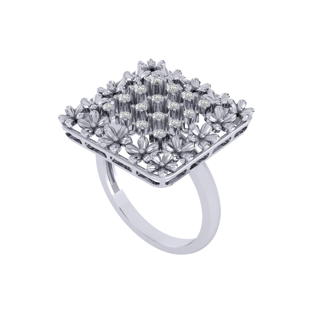 Diamtrendz 925 sterling silver white gold plated cubic zirconia ring