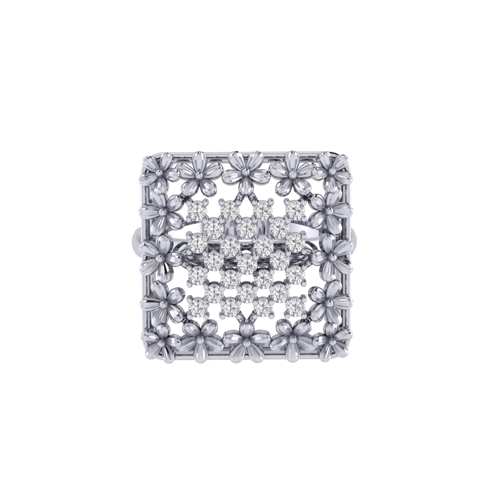 Diamtrendz 925 sterling silver white gold plated cubic zirconia ring