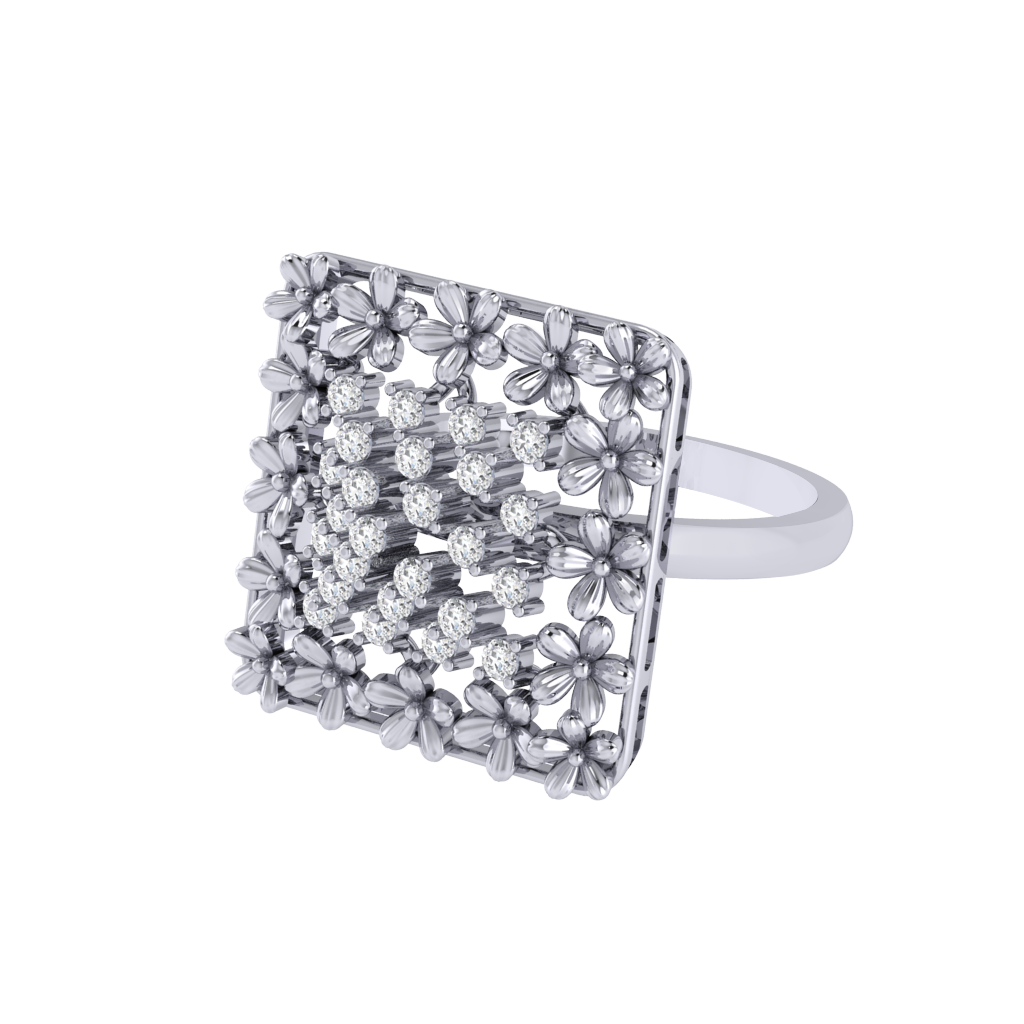 Diamtrendz 925 sterling silver white gold plated cubic zirconia ring