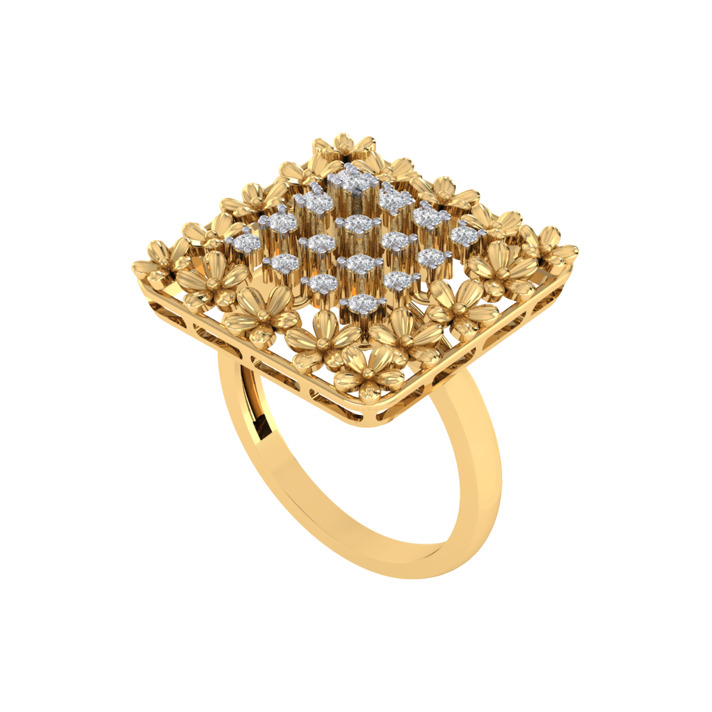 Diamtrendz 925 sterling silver yellow gold plated cubic zirconia ring