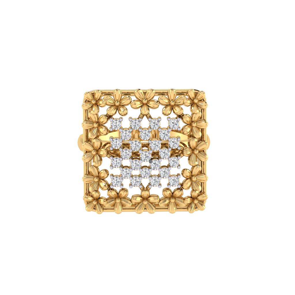 Diamtrendz 925 sterling silver yellow gold plated cubic zirconia ring