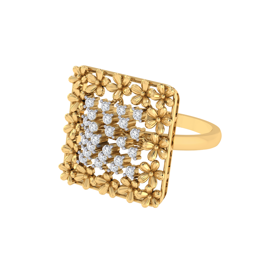 Diamtrendz 925 sterling silver yellow gold plated cubic zirconia ring