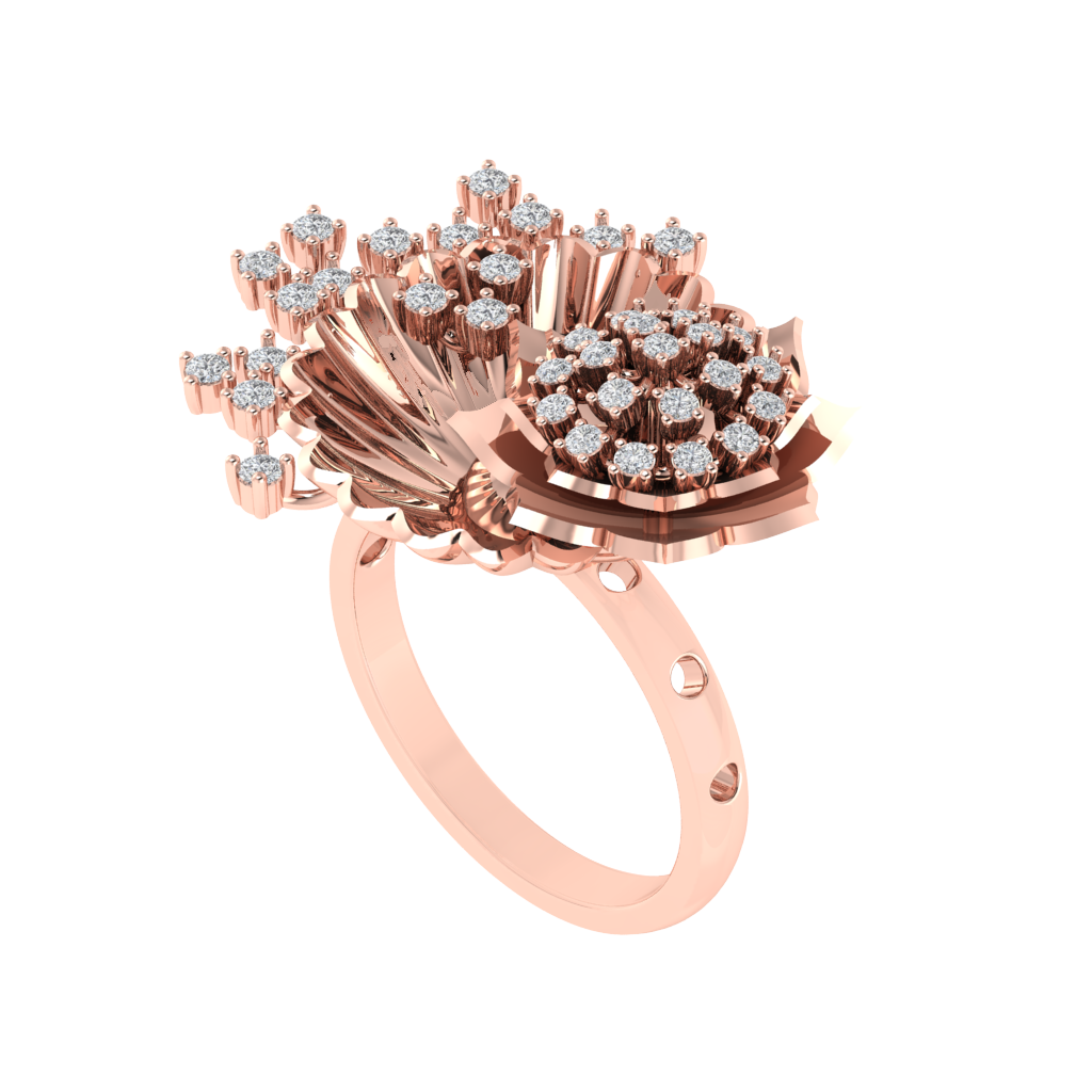 Diamtrendz 925 sterling silver rose gold plated cubic zirconia floral ring