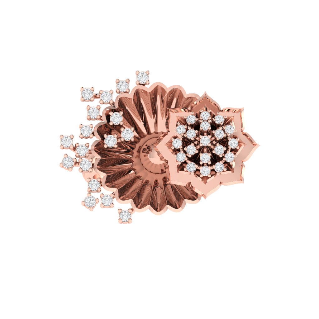 Diamtrendz 925 sterling silver rose gold plated cubic zirconia floral ring