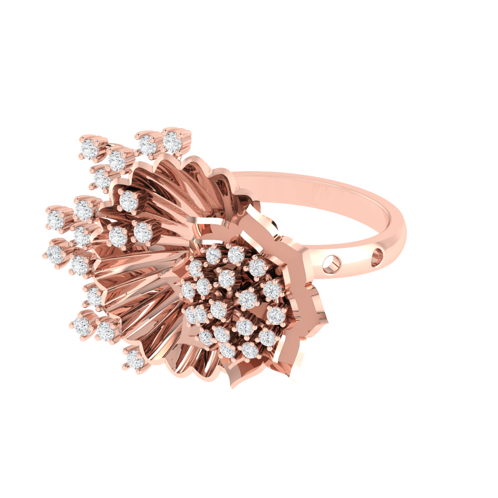 Diamtrendz 925 sterling silver rose gold plated cubic zirconia floral ring