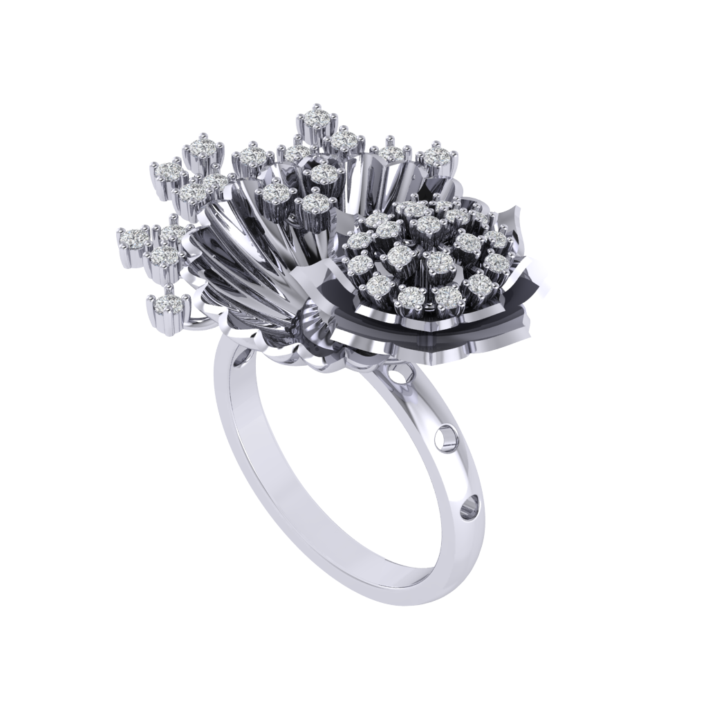 Diamtrendz 925 sterling silver white gold plated cubic zirconia floral ring