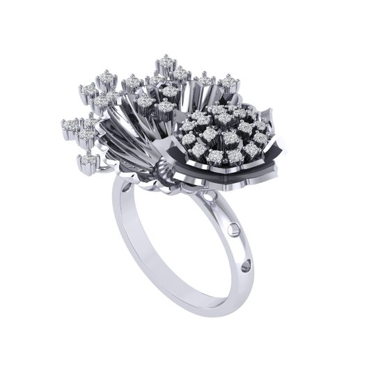 Diamtrendz 925 sterling silver white gold plated cubic zirconia floral ring