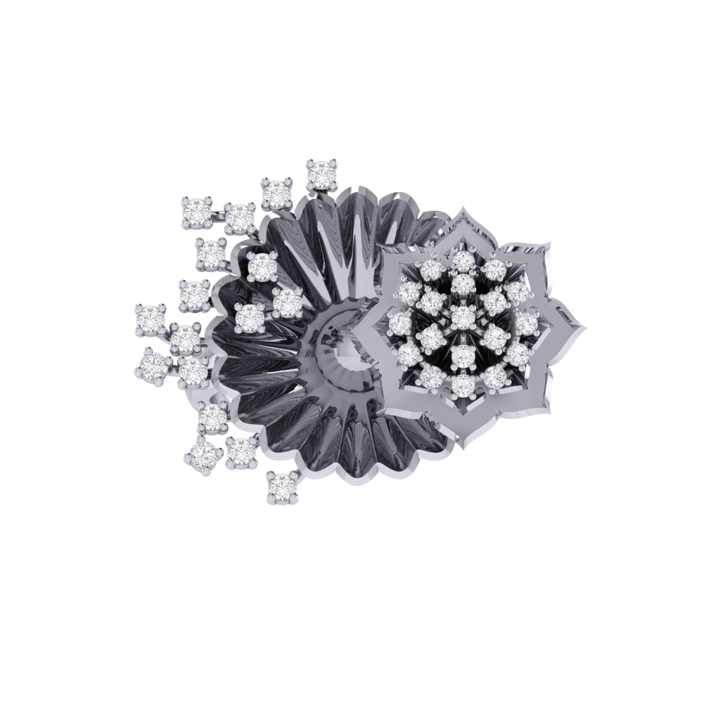 Diamtrendz 925 sterling silver white gold plated cubic zirconia floral ring