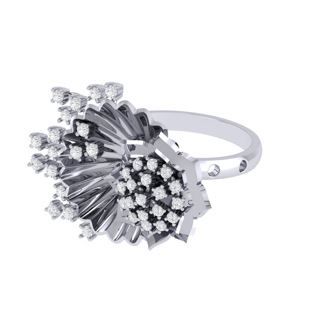 Diamtrendz 925 sterling silver white gold plated cubic zirconia floral ring
