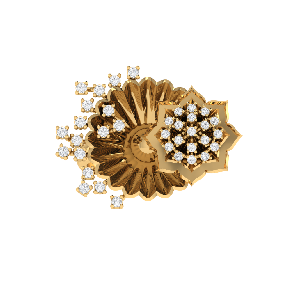 Diamtrendz 925 sterling silver yellow gold plated cubic zirconia floral ring