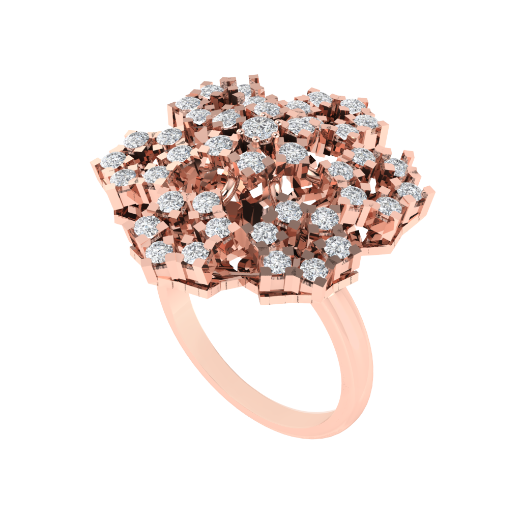 Diamtrendz 925 sterling silver rose gold plated cubic zirconia floral ring