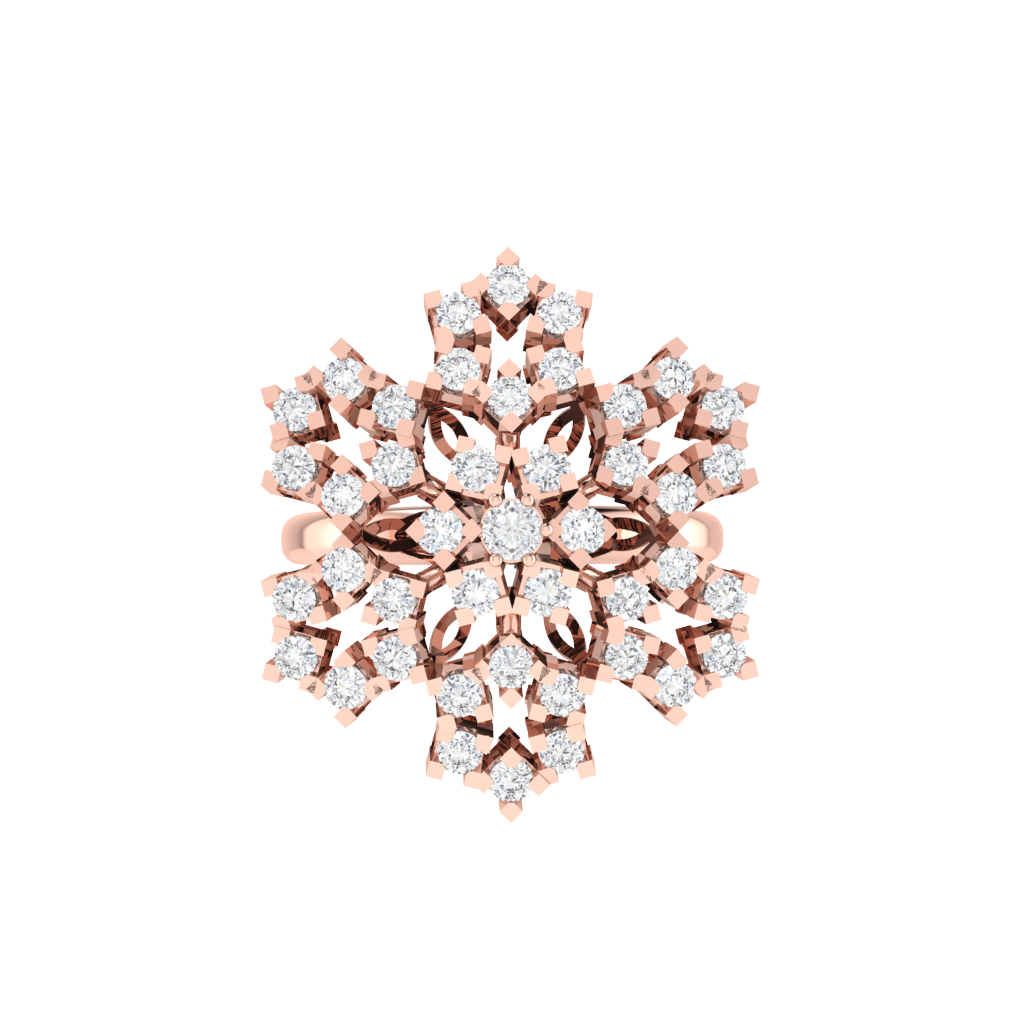 Diamtrendz 925 sterling silver rose gold plated cubic zirconia floral ring