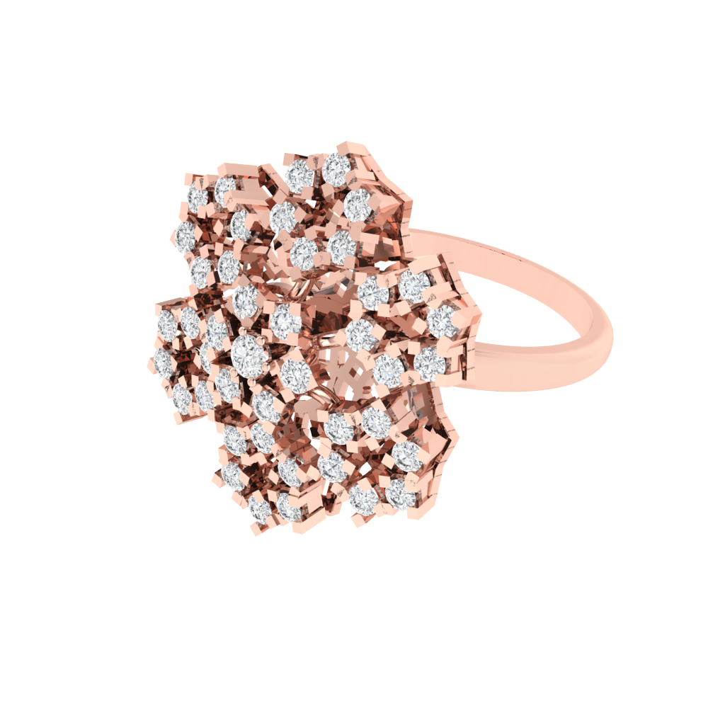 Diamtrendz 925 sterling silver rose gold plated cubic zirconia floral ring