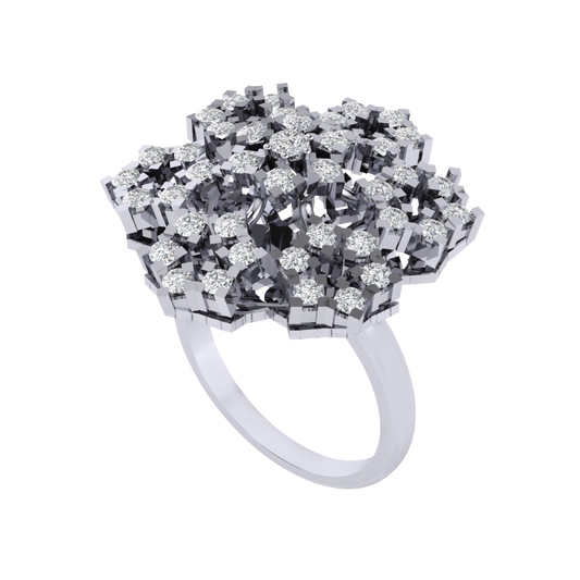 Diamtrendz 925 sterling silver white gold plated cubic zirconia floral ring