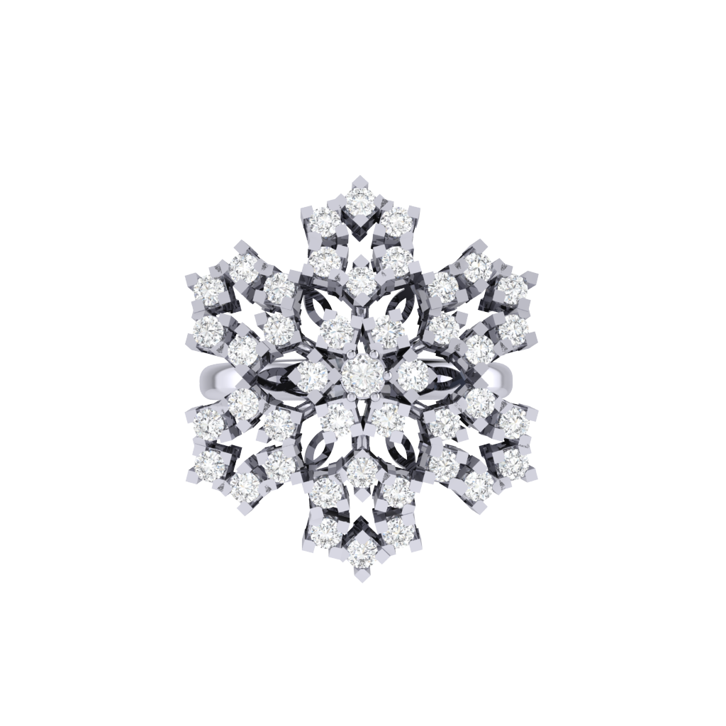 Diamtrendz 925 sterling silver white gold plated cubic zirconia floral ring