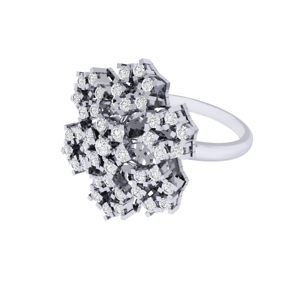 Diamtrendz 925 sterling silver white gold plated cubic zirconia floral ring