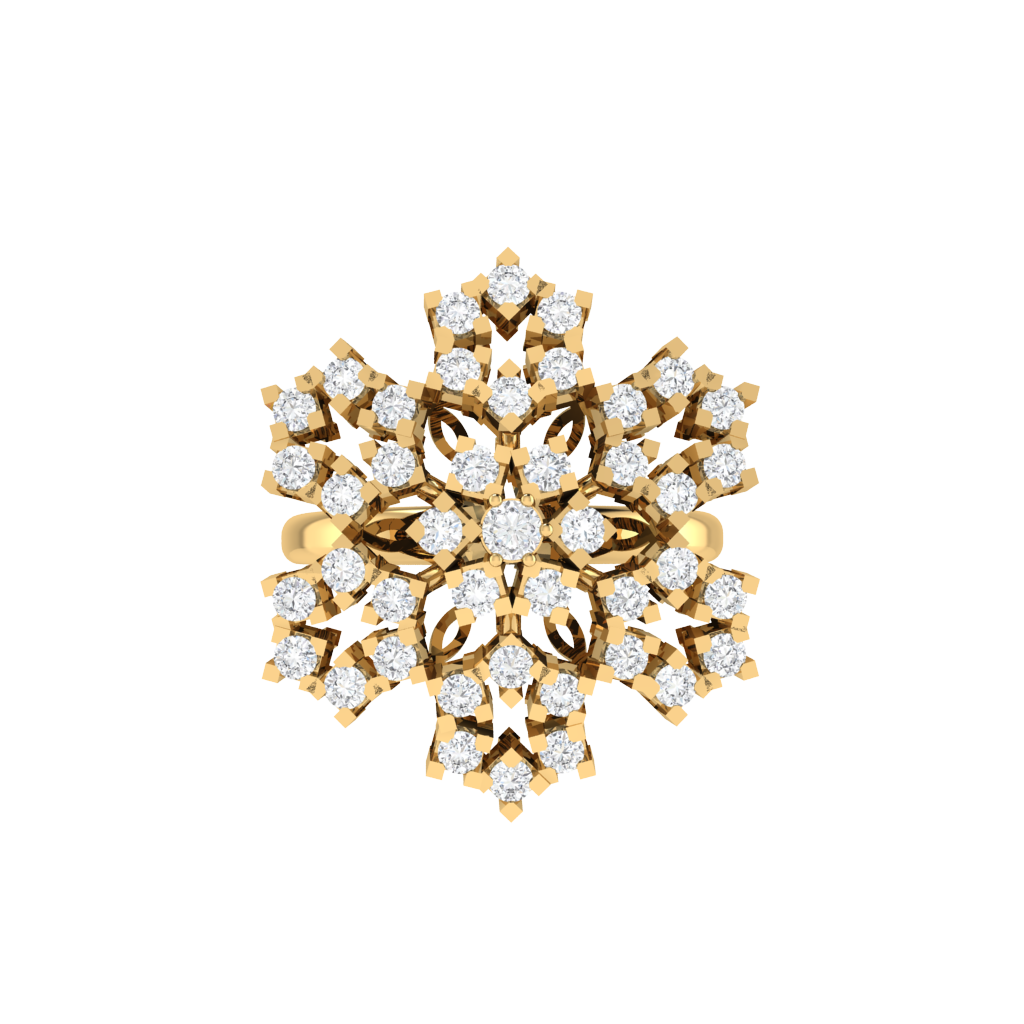 Diamtrendz 925 sterling silver yellow gold plated cubic zirconia floral ring