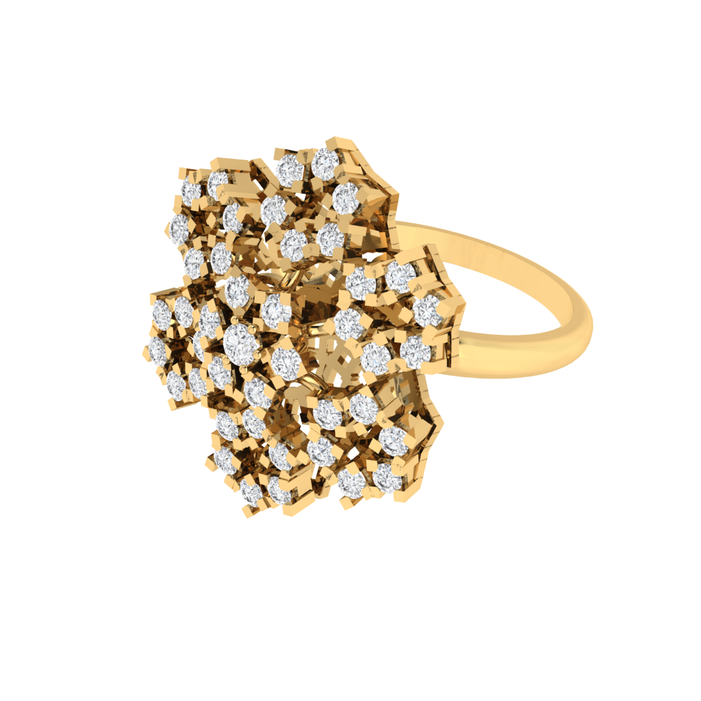 Diamtrendz 925 sterling silver yellow gold plated cubic zirconia floral ring