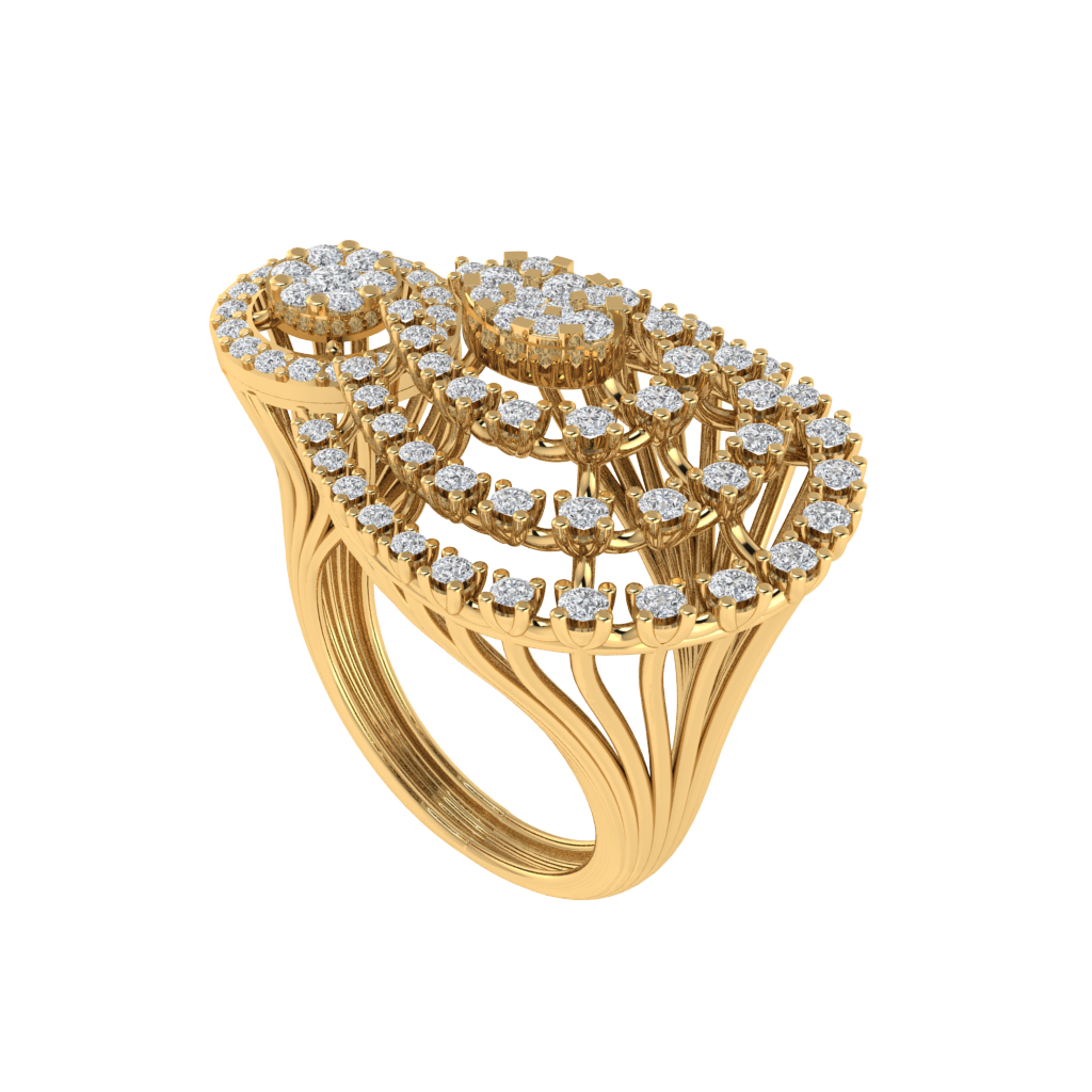 Diamtrendz 925 sterling silver yellow gold plated cubic zirconia ring