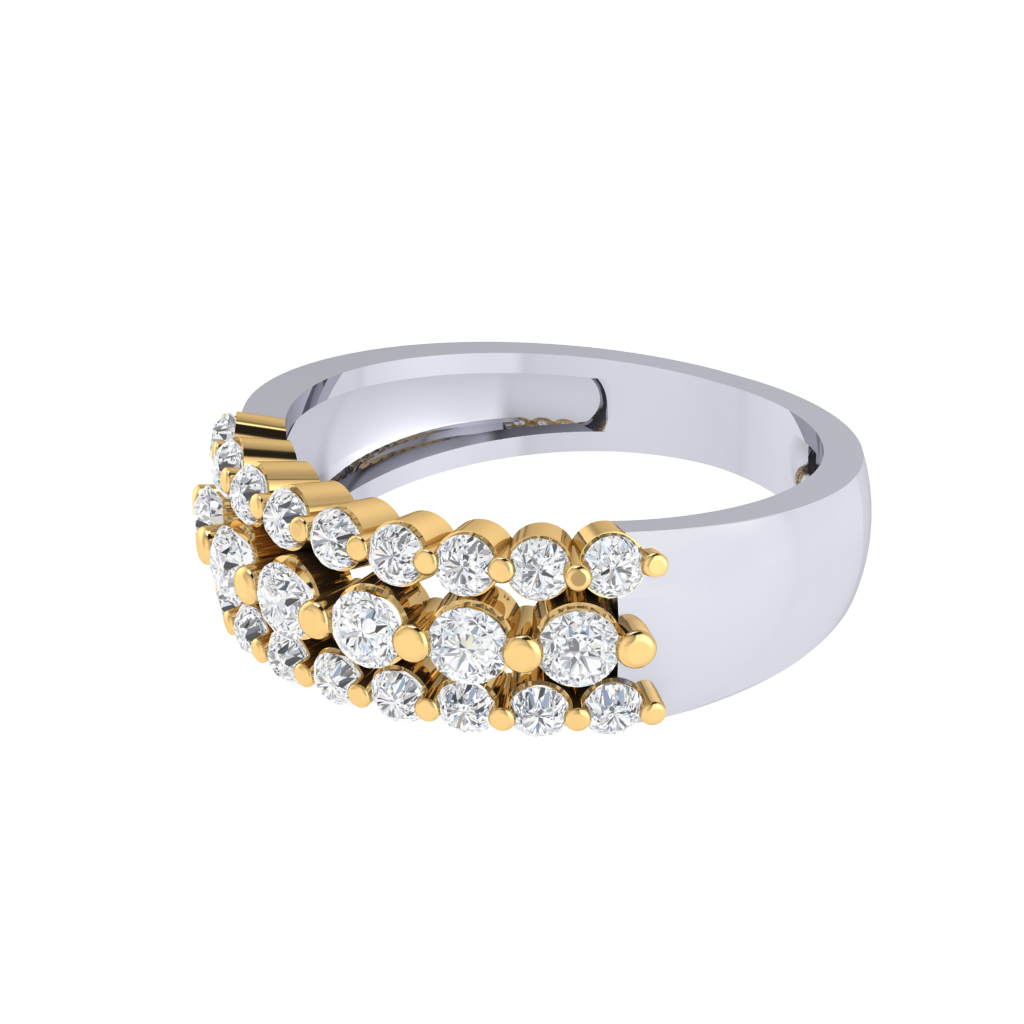 Diamtrendz 925 sterling silver yellow gold plated cubic zirconia band ring