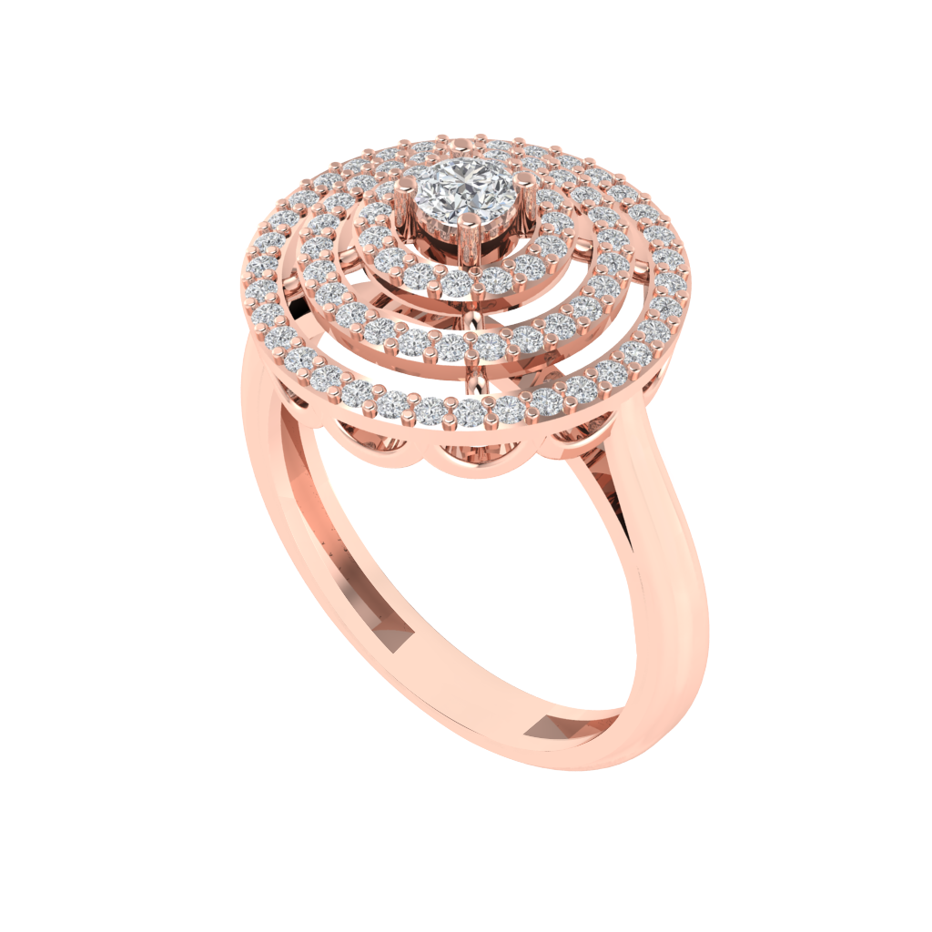 Diamtrendz 925 sterling silver rose gold plated cubic zirconia halo ring
